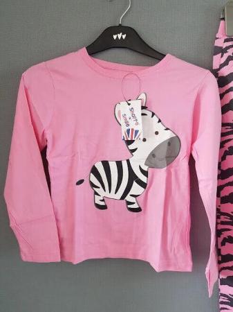 Image 1 of Shoppe 'N' Smile Girls Long Sleeve Zebra Print Cotton Pajama