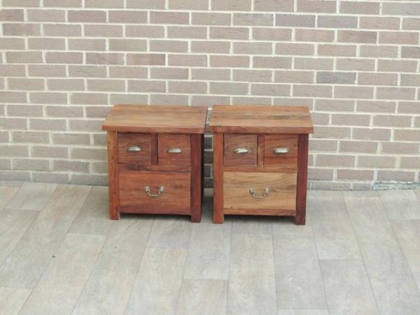 Image 3 of Pair of Indian Rosewood Bedside Tables (UK Delivery)