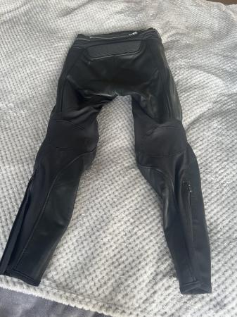 Image 2 of Black leather Rev’it motorcycle trousers