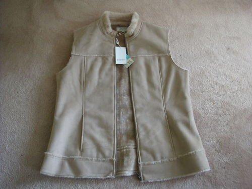 Preview of the first image of Papaya - Sleeveless Suede Jacket - Camel - with tags - UK 14.
