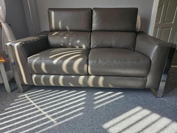 Image 1 of Sofology - Torres leather two seater sofa and power recliner