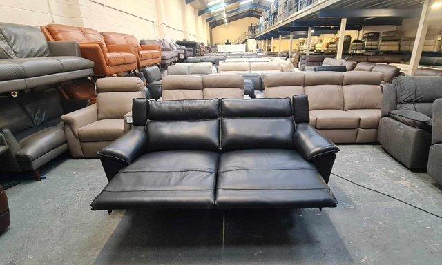 Image 6 of Dune black leather electric recliner 3 seater sofa