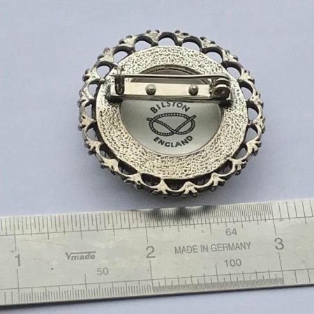 Image 2 of Bilston Enamel brooch white metal vgc