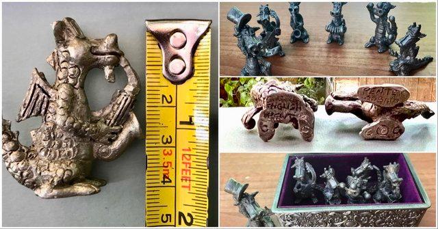 Preview of the first image of Vintage Pewter Set of 6 Miniature Musicians+ Pewter Style Bo.