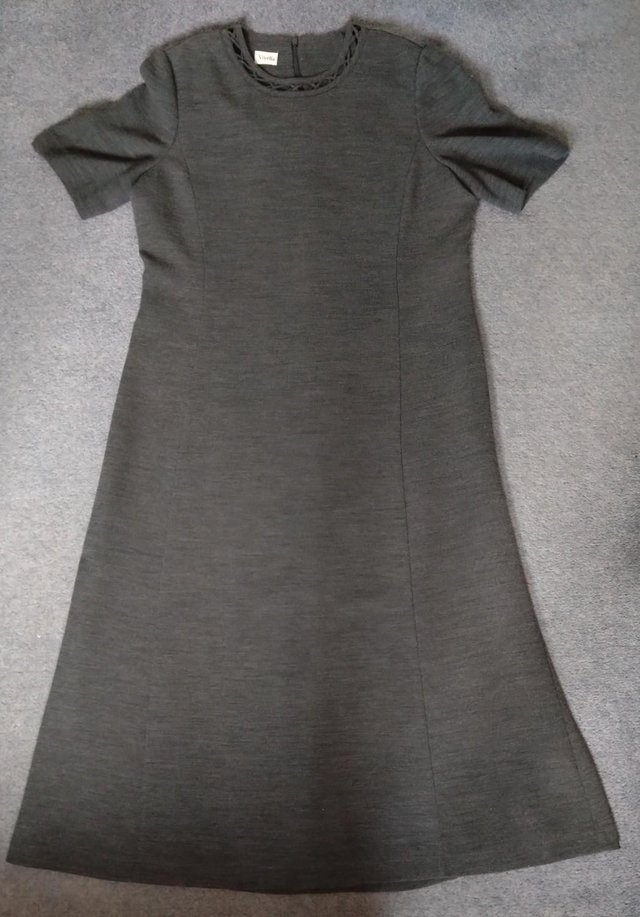 Preview of the first image of Fully lined grey Viyella dress- UK size 14.