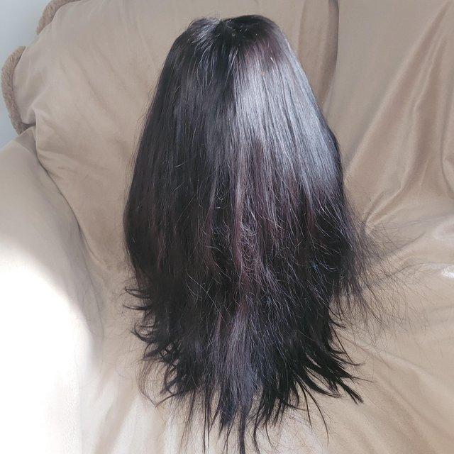 Preview of the first image of Real hair wig Black colour long length.