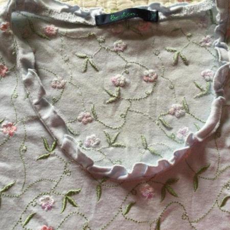 Image 2 of Sz 12 BODEN Pale Blue Embroidered 3/4 Sleeve Top