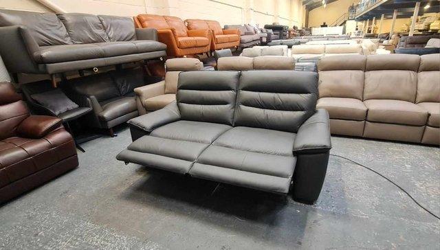 Image 4 of Carter grey leather electric recliner 3 seater sofa