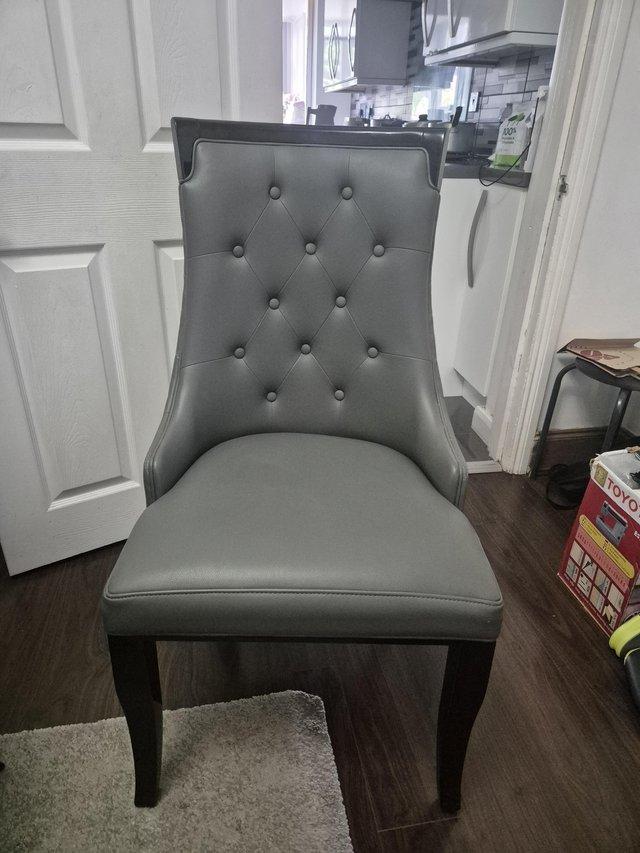 Grey faux leather 6 dinning chairs — photo 2 of 3