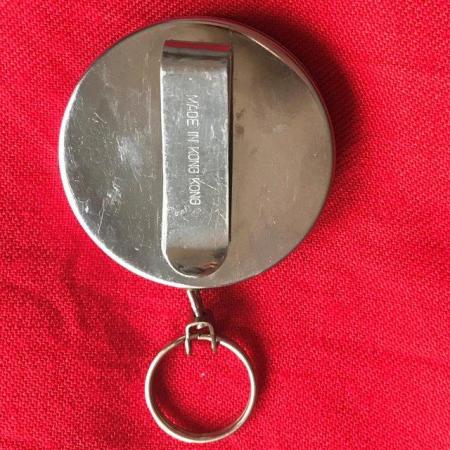 Image 2 of Metal retractable key chain, with waisband clip.