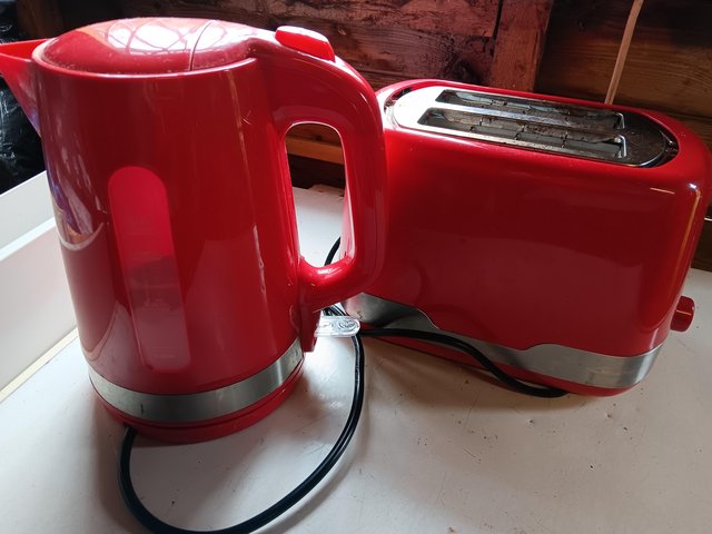 Preview of the first image of Dunelm red kettle and toaster.