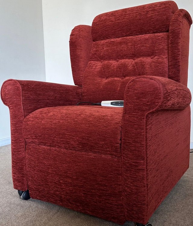 Preview of the first image of WILLOWBROOK ELECTRIC RISER RECLINER RED CHAIR ~ CAN DELIVER.