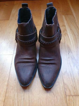 Image 3 of Womens size 5/38 western style brown leather ankle boot