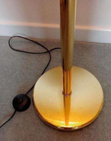 Image 2 of Uplighter standard lamp - gold coloured, white glass shade