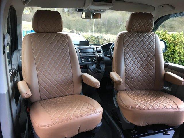 Preview of the first image of Vee Dub Transporter Diamond Stitch Front Seat Covers.