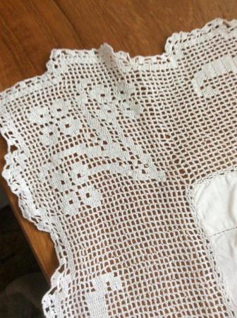 Image 3 of Coffee table size vintage linen hand made lace cloth.