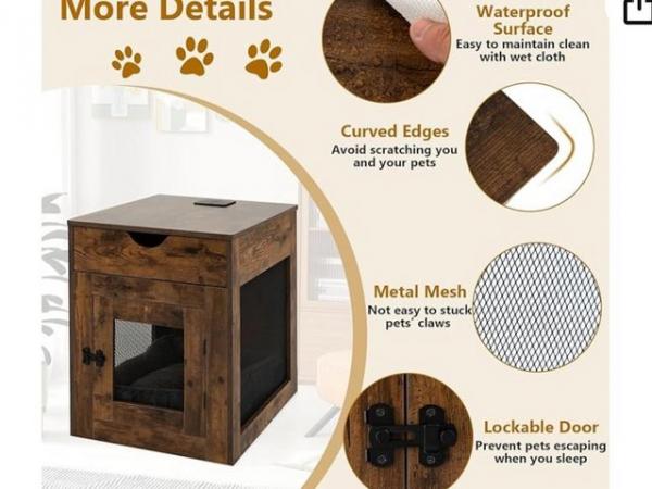 Image 7 of GYMAX Wooden Dog Crate, Furniture Style Puppy Cage