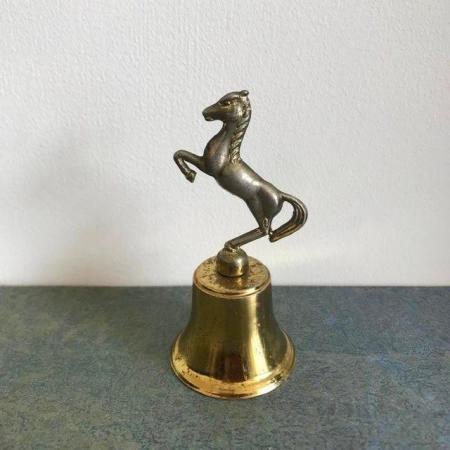 Image 3 of Vintage brass plated horse bell. No clapper, repaired