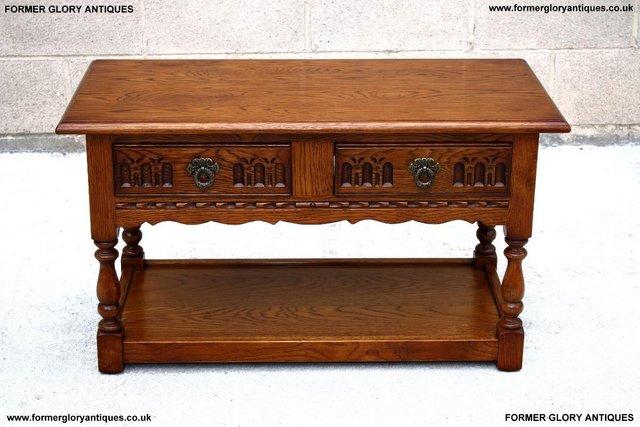 Image 1 of OLD CHARM LIGHT OAK TWO DRAWER OCCASIONAL COFFEE TABLE STAND