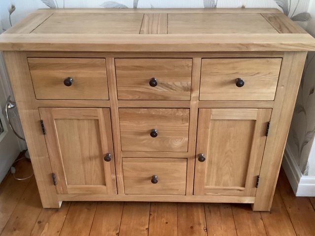 Preview of the first image of Halo Plum Solid Oak Sideboard.