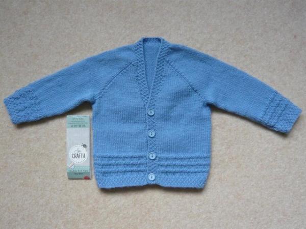 Image 1 of Cardigan - baby boy, V neck, hand knitted