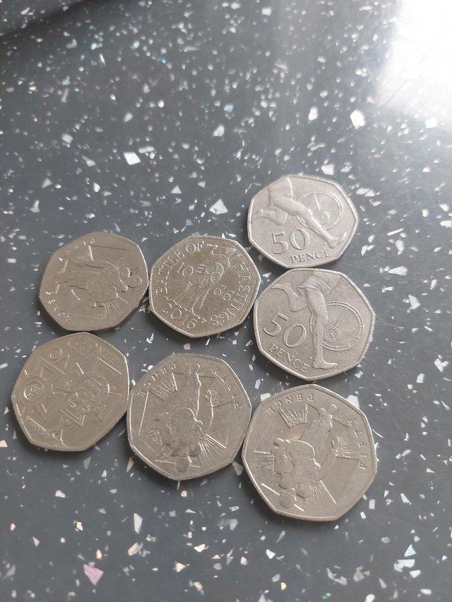 Preview of the first image of 7 Rare  50p coins very good condition.
