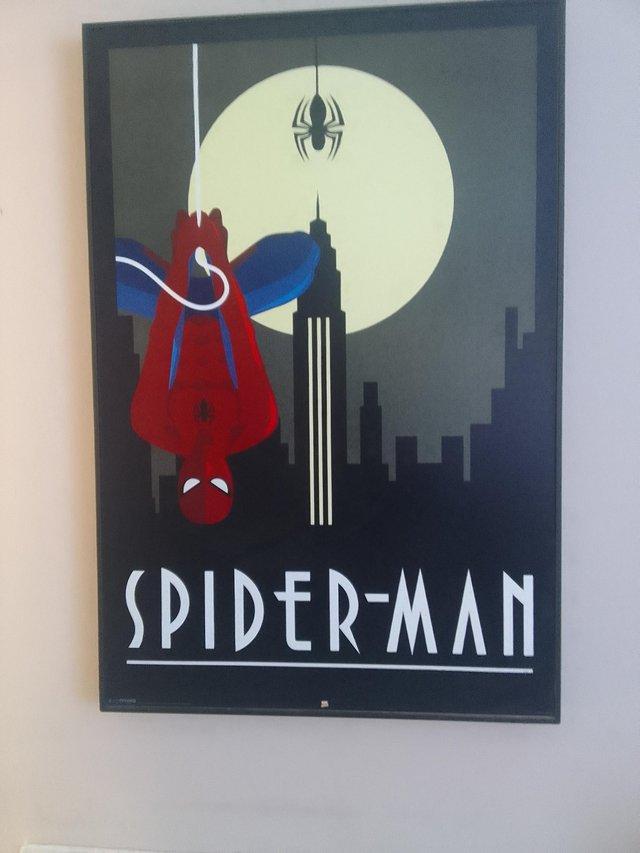 Preview of the first image of Marvel Unique Art Deco Spider Man Canvas Print  - Fab Condit.