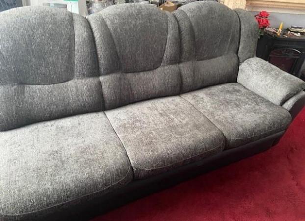 Image 2 of Large Corner Sofa - Chenille & Faux Leather