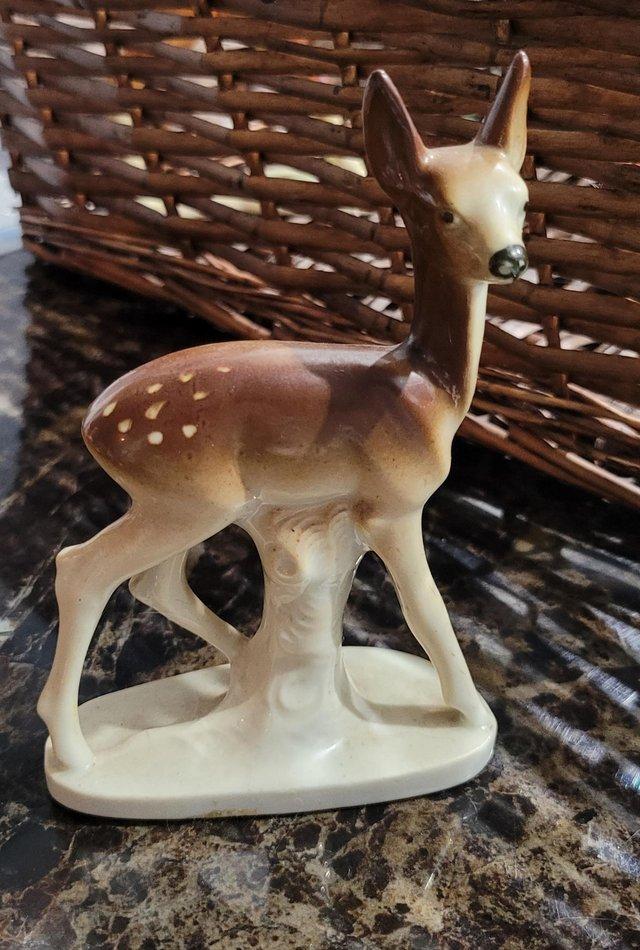 Preview of the first image of Vintage ceramic deer figurine for sale.