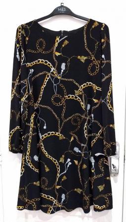 Image 2 of New Women's Wallis Smart Black Chain Print Dress Size 12
