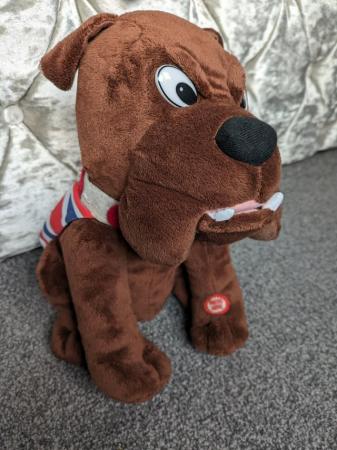 Image 2 of Brown Bulldog Plush Toy British Flag