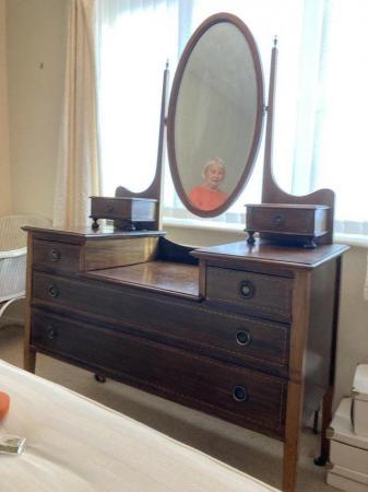 Image 2 of Pair Victorian/Georgina mahogany wardrobe and dressing table