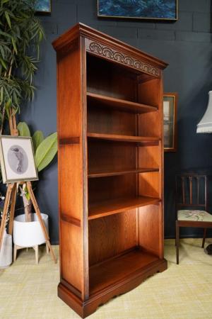 Image 9 of Tudor Style Solid Oak Old Charm Open Front Bookcase
