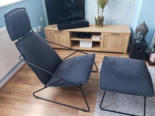 Image 1 of IKEA Chair and Footstool Set (Black)