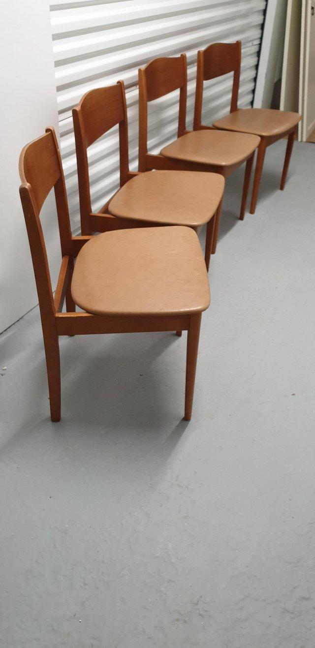 Preview of the first image of Retro Mid Century Danish style dining chairs x 4.