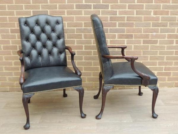 Image 21 of Pair of Antique Chesterfield Library Chairs (UK Delivery)