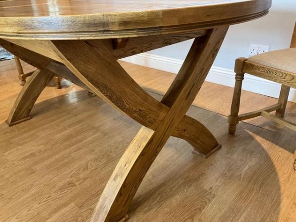 Image 2 of Copeland Cross Leg Oval Oak Extending Dining Table & 6 Chair