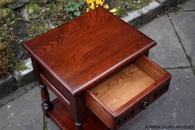 Image 51 of AN OLD CHARM TUDOR BROWN CARVED OAK BEDSIDE PHONE LAMP TABLE