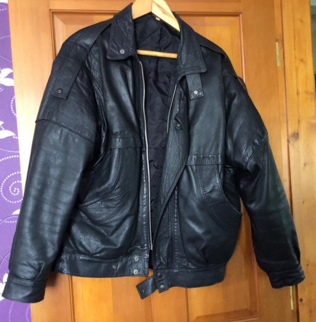 Preview of the first image of Men’s black leather jacket. Hardly worn, excellent condition.