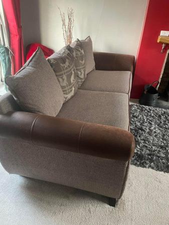Image 2 of 4 seater sofa and Love seat - leather and cloth