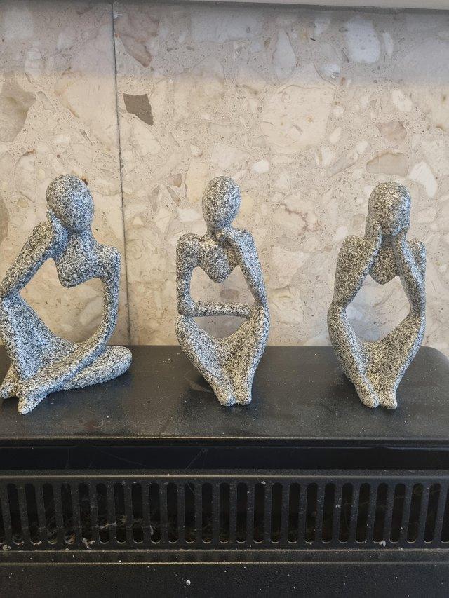 Preview of the first image of Set of 3 stonecast plaster granite effect female sculptures.