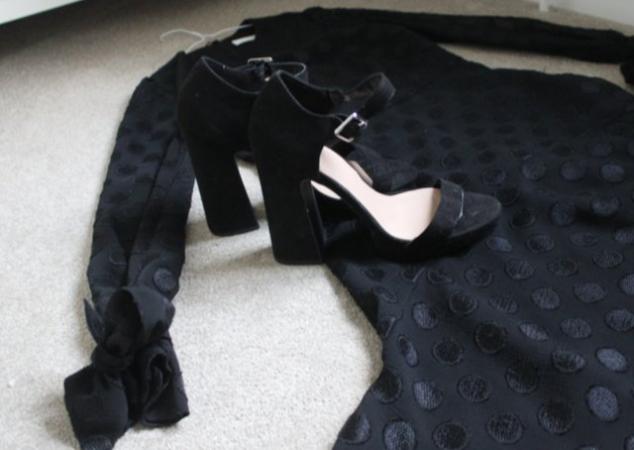 Image 1 of Luxury European Style: Black IVY OAK Polkadot Dress