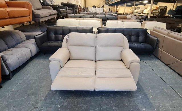 Image 13 of Parma/Strauss cream leather electric recliner 2 seater sofa