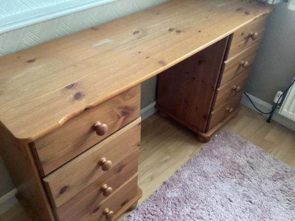 Image 1 of 8 drawer pine dressing table