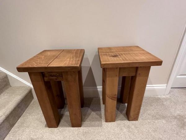 Image 1 of Two solid wood chunky side tables