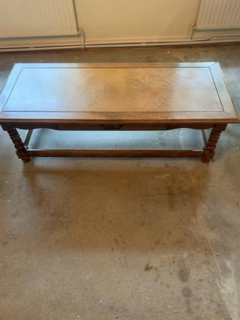 Image 2 of Long Heavy wooden coffee table