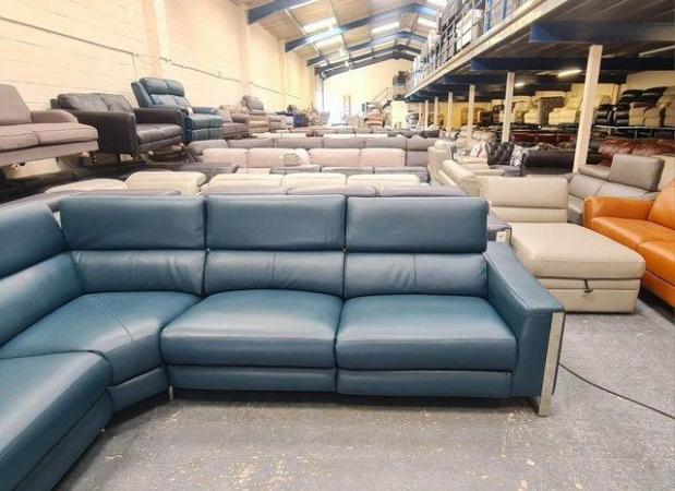 Image 14 of Torres turquoise leather electric recliner corner sofa