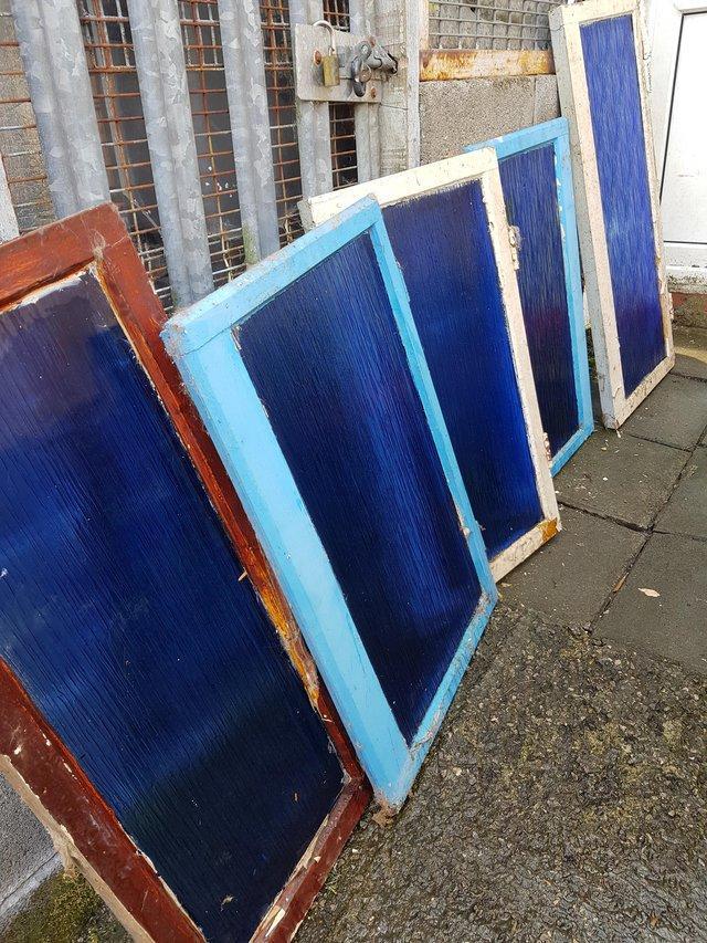 Preview of the first image of Vintage stunning blue glass 5 panes.