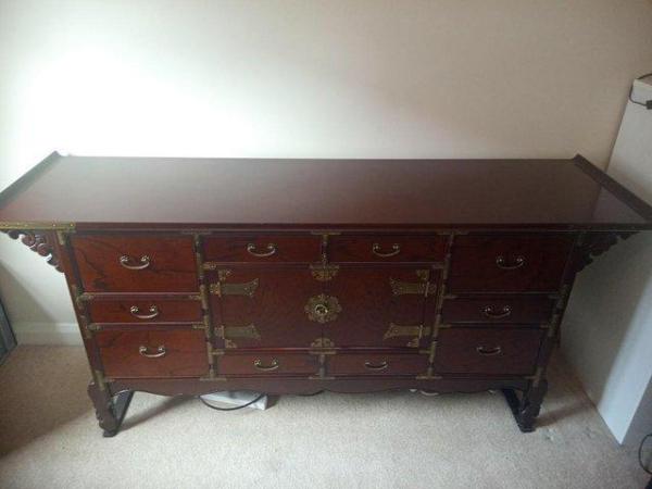Image 4 of Beautiful ornate altar table for sale with metal trims