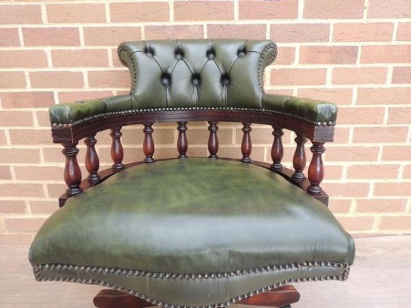 Image 4 of Antique Green Chesterfield Captains Chair (UK Delivery)